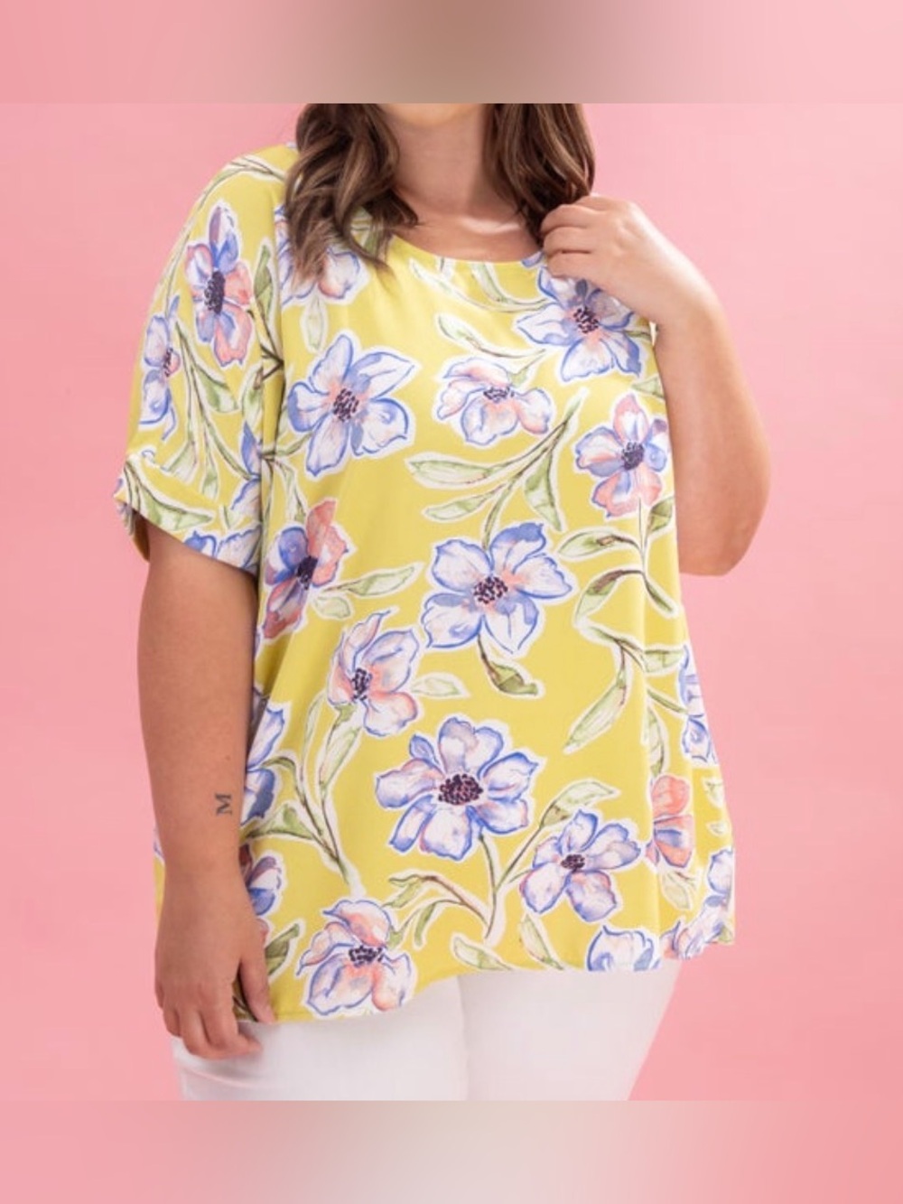 Floral Green top 2X